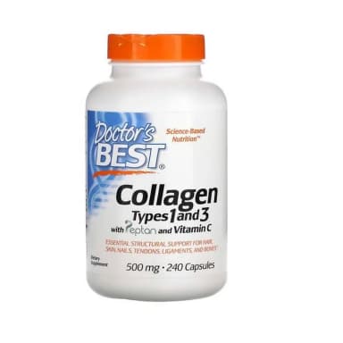 Doctor's Best Kollagen typ 1 och 3 med Peptan och C-vitamin, 240 kapslar
