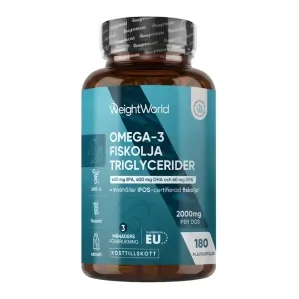 WeightWorld Omega 3 Fiskolja Triglycerider 2000 mg 180 kapslar