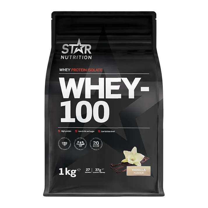 Star Nutrition Whey-100 Vassleprotein 1 kg, Vanilj